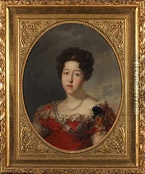 Maria Isabel De Braganza, Reina De Espana Oil Painting - Vicente Lopez y Portana