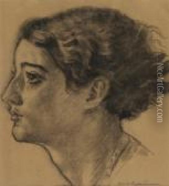 Damenbildnis Im Profil Oil Painting - Charles L'Eplattenier