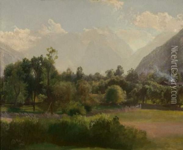 Eschenlohe Bei Murnau. 1862 Oil Painting - Johann Gottfried Steffan