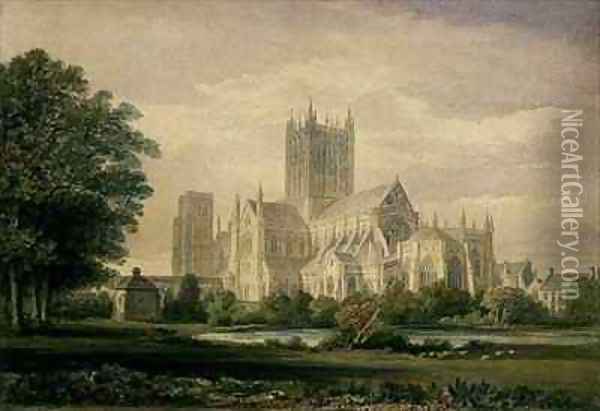 Wells Cathedral Oil Painting - John Buckler