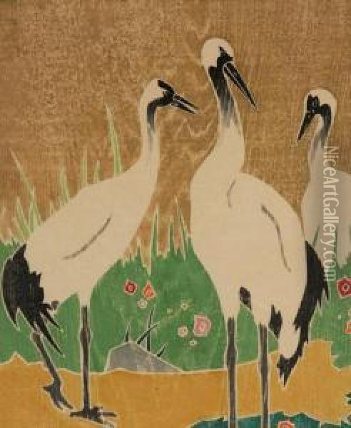 Cranes Oil Painting - Ida Marie Perrault