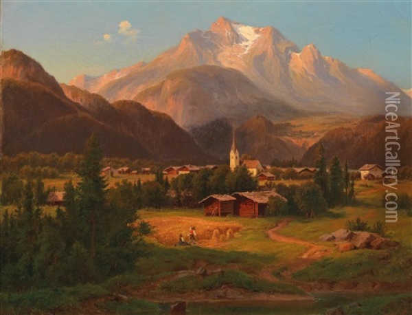 View Of The Salzkammergut Oil Painting - Ludwig Fischer