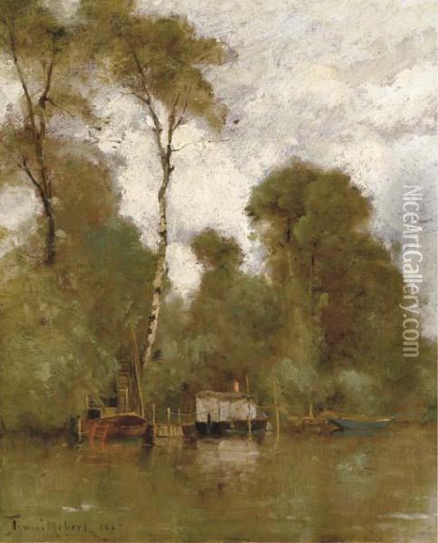 Barques En Bord De Seine Oil Painting - Paul Trouillebert
