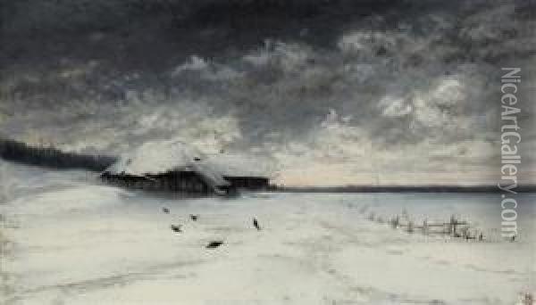 An Early Evening In Winter Oil Painting - Anton Waldhauser