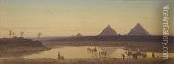 The Pyramids, Egypt Oil Painting - Charles Vacher