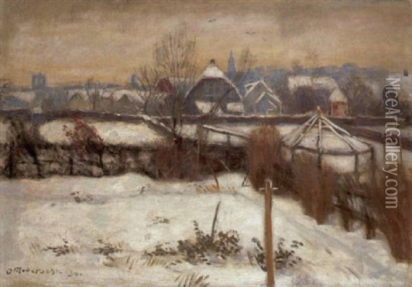 Winterlicher Garten Der Eltern In Munster Oil Painting - Otto Modersohn