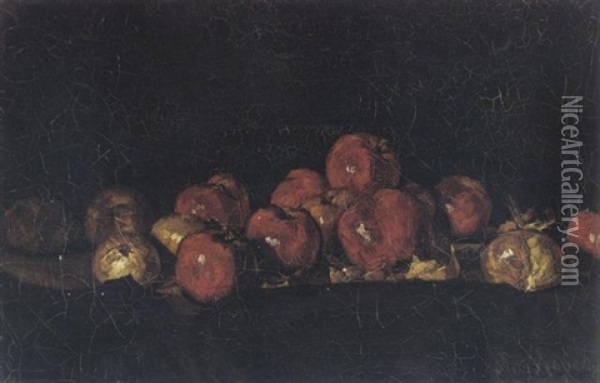 A Still Life With Apples Oil Painting - Suze Bisschop-Robertson