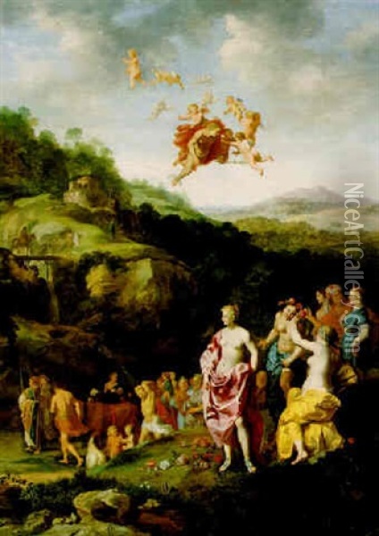 Mercury And Herse Oil Painting - Cornelis Van Poelenburgh