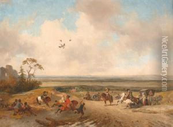The Falcon Hunt Oil Painting - Joseph Jodocus Moerenhout