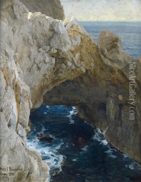 Felsenkuste Auf Capri Oil Painting - Karl Theodor Boehme