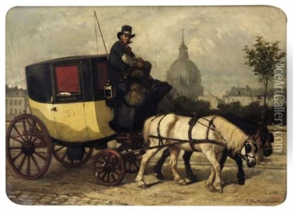 Fiacre A Paris Oil Painting - Edouard de Beaumont