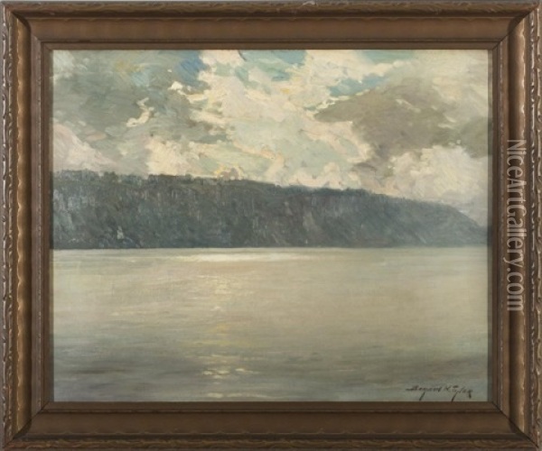 The Hudson River With Sunlight On The Palisades Oil Painting - Bayard Henry Tyler