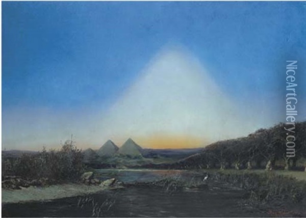 The Pyramids Oil Painting - Max Friedrich Rabes