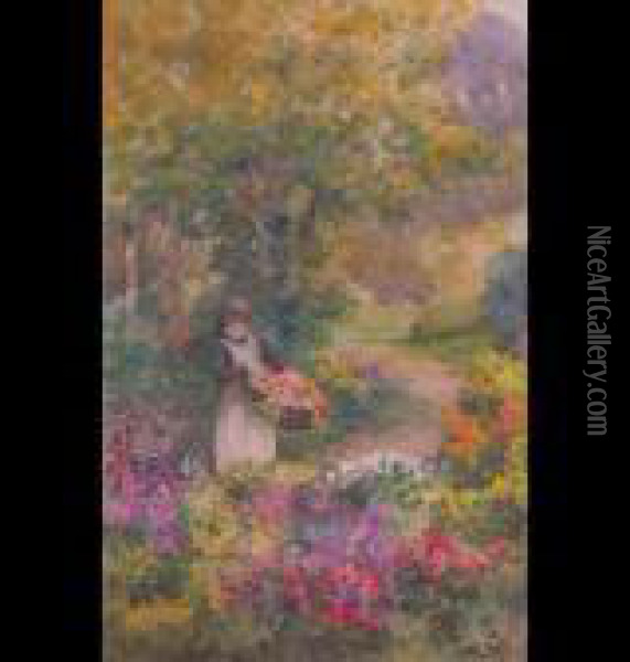 Gathering Flowers Oil Painting - Mildred Anne Butler