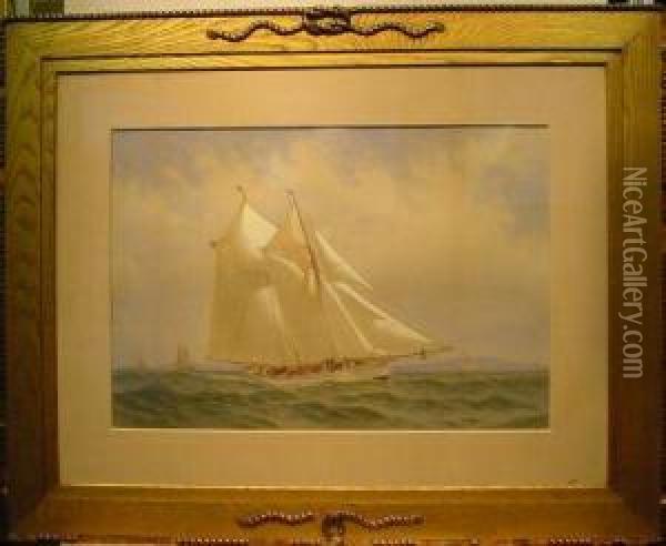 Sailing Near Shore Oil Painting - Frederick Schiller Cozzens