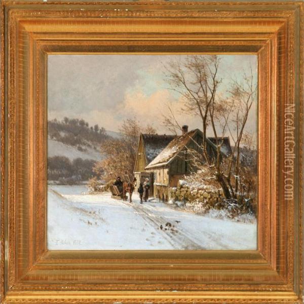 Winter Landscape Oil Painting - Frederik Niels M. Rohde