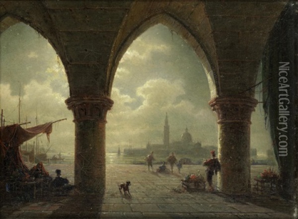 View Of Venice Oil Painting - Louis Mecklenburg