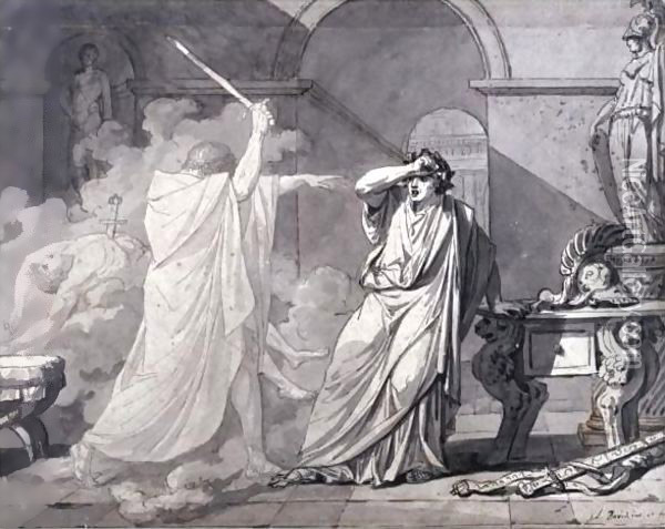 The Ghost Of Septimus Severus Appearing To Caracalla, After The Murder Of His Brother Geta Oil Painting - Jacques Louis David