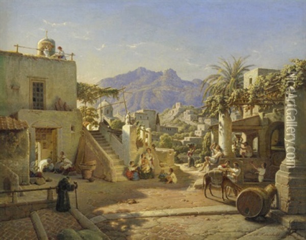 Lacco Ameno Mit Monte Epomeo Auf Ischia Oil Painting - Maximilian Albert Hauschild