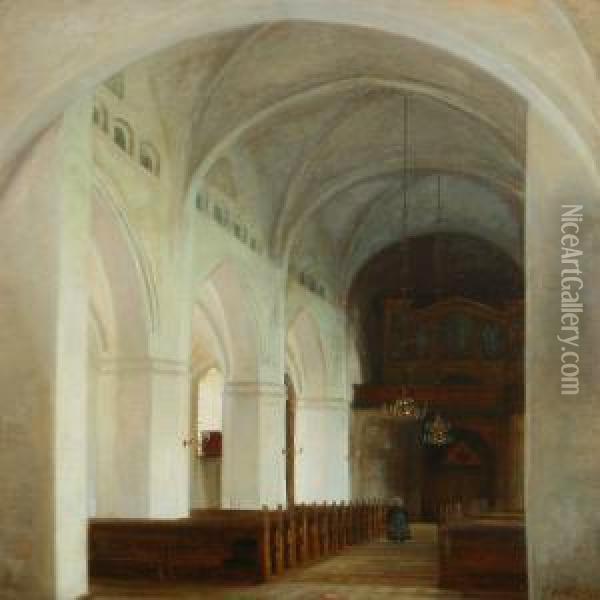 Interior From Afaaborg Church Oil Painting - Tom Petersen