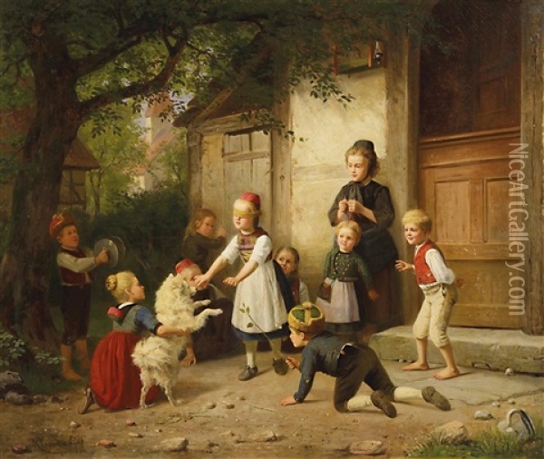 Blindekuh-spiel Oil Painting - Heinrich Leinweber