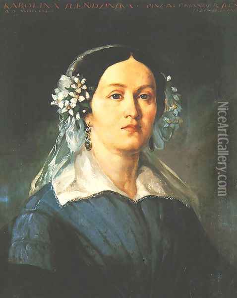 Portrait of Karolina Slendzinska Oil Painting - Aleksander Slendzinski