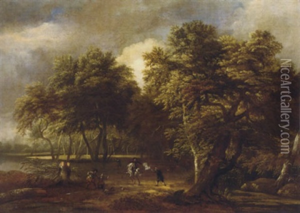 A Wooded River Landscape With Bandits Oil Painting - Jan van Kessel
