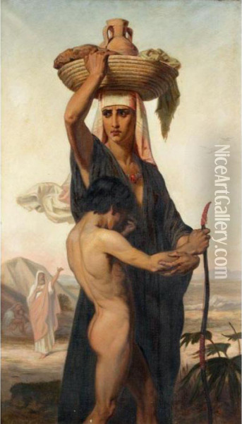 Abraham Banishing Hagar And Ishmael Oil Painting - Hugues Merle
