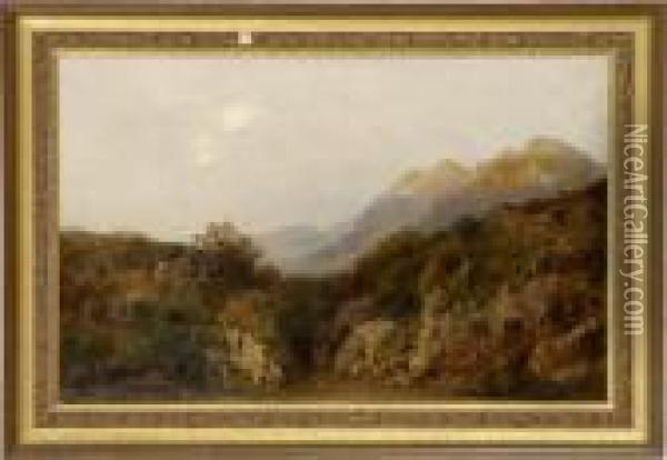 Landscape With Mountains Oil Painting - Edmund John Niemann, Snr.