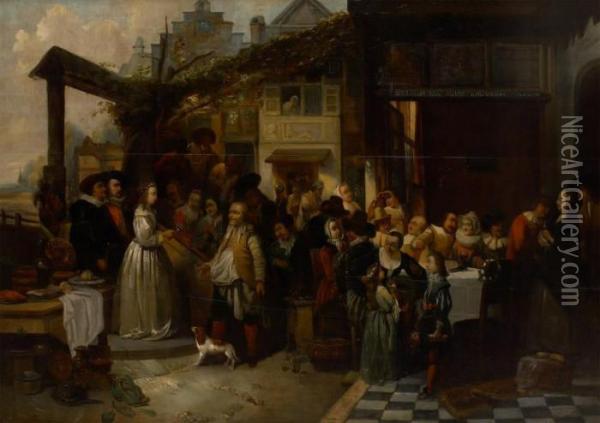 Le Banquet De Mariage Oil Painting - Adrien Ferdinand de Braekeleer