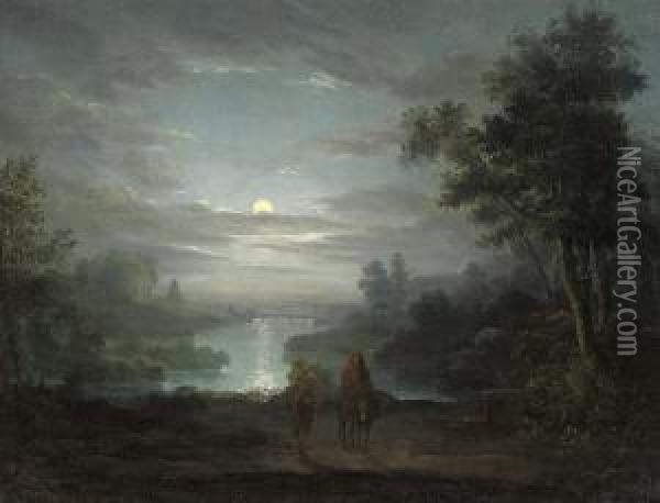 The Rest On The Flight Into Egypt Oil Painting - Abraham Pether
