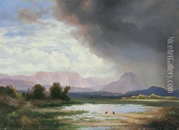 Landschaft Im Chiemgau Oil Painting - Ignaz Raffalt