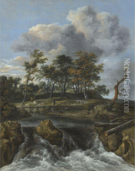 A River Landscape Oil Painting - Jacob Van Ruisdael
