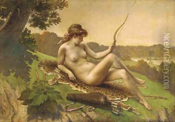 Diana the huntress resting Oil Painting - French School