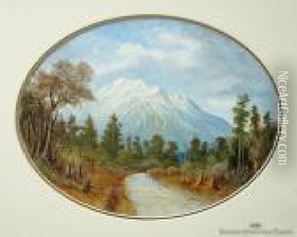 Towards Mount Tutoko, Hollyford Valley Oil Painting - Charles Blomfield