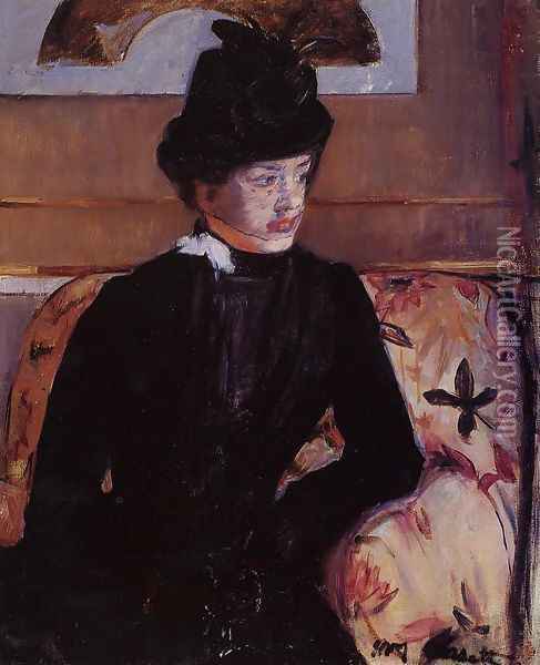 Portrait Of Madame J Aka Young Woman In Black Oil Painting - Mary Cassatt