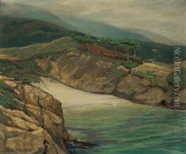 Peaceful Cove, California Coast Oil Painting - Louis Hovey Sharp