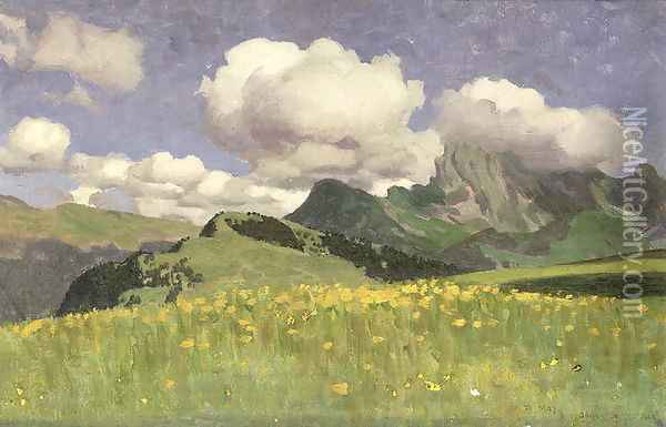 A Field of Marigolds, Lower Alps, 1902 Oil Painting - Adrian Scott Stokes
