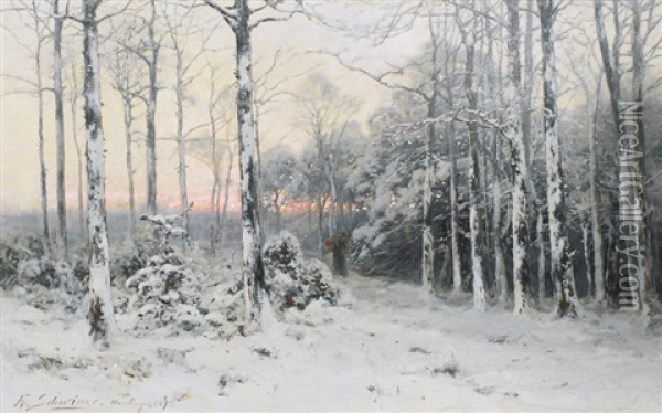 Winter Landscape Oil Painting - Friedrich Wilhelm Schwinge