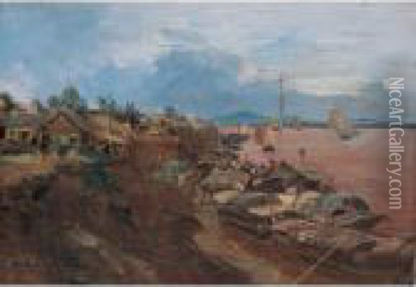 Landscape Of Hanoi Oil Painting - Gaston-Marie-Anatole Roullet