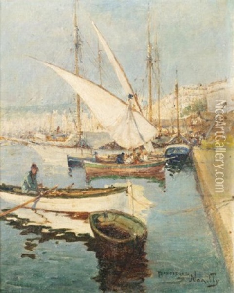 Un Port Oil Painting - Francisque Noailly