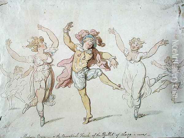 Modern Grace or, The Operatical Finale of the Ballet of Alonzo e caro Oil Painting - Thomas Rowlandson