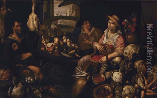 Scena Di Mercato Oil Painting - Jean-Baptist de Saive