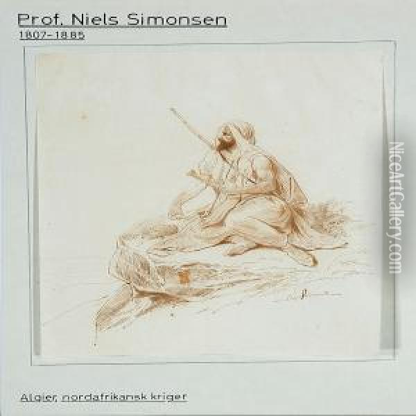 Two Drawings Oil Painting - Niels Simonsen