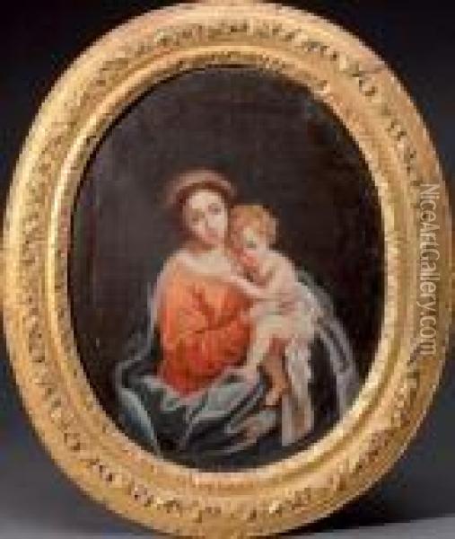 Vierge A L'enfant Oil Painting - Pierre Le Romain I Mignard
