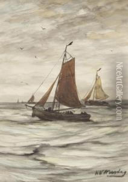 On Choppy Waters, Scheveningen Oil Painting - Hendrik Willem Mesdag