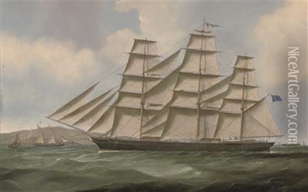The Clipper "john R. Worcester" Outward-bound From The Clyde Passing Pladda Island Oil Painting - Samuel Holburn Fyfe