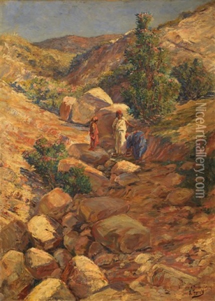 Lavandieres En Kabylie Oil Painting - Edouard Herzig
