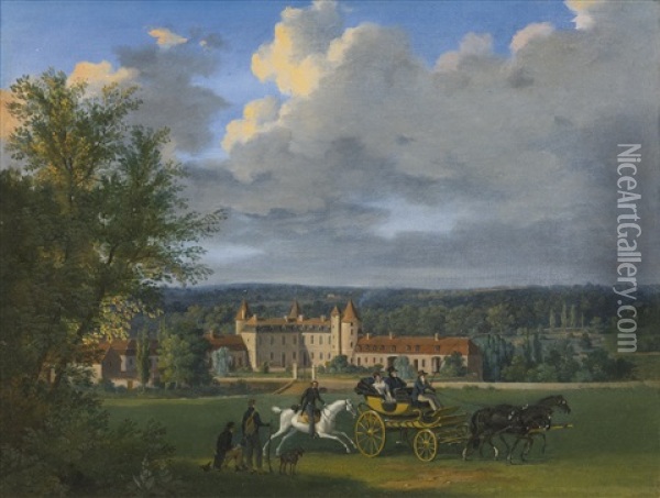 Chateau De La Rocque, Close To Millau Oil Painting - Alexandre Louis Marie Theodore Richard