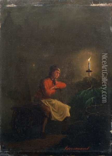 Kellermeister Bei Kerzenschein Oil Painting - Wilhelmus Jacobus Kerremans